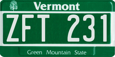 VT license plate ZFT231