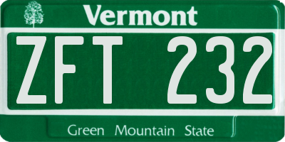VT license plate ZFT232