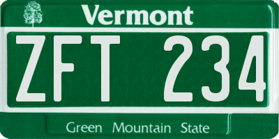 VT license plate ZFT234