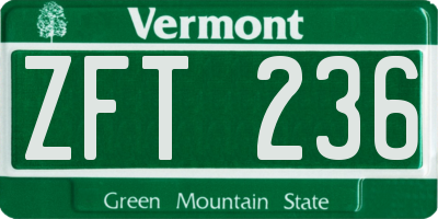 VT license plate ZFT236