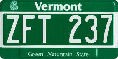 VT license plate ZFT237