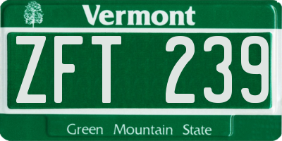 VT license plate ZFT239