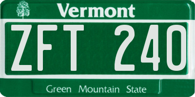 VT license plate ZFT240