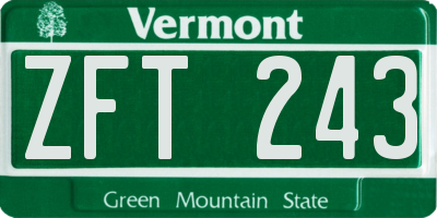 VT license plate ZFT243