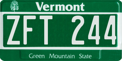 VT license plate ZFT244