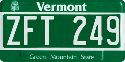 VT license plate ZFT249