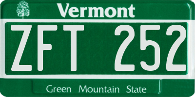 VT license plate ZFT252
