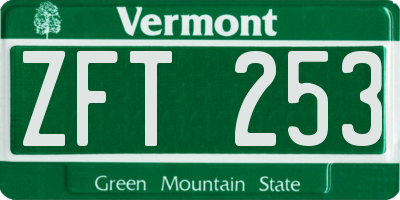 VT license plate ZFT253
