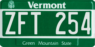 VT license plate ZFT254