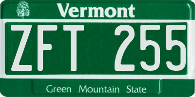 VT license plate ZFT255
