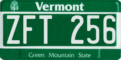 VT license plate ZFT256