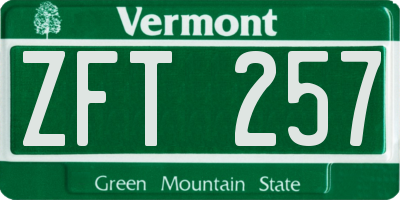 VT license plate ZFT257