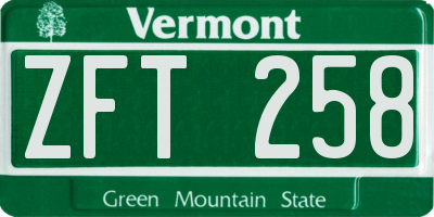 VT license plate ZFT258