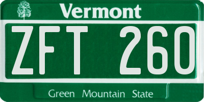 VT license plate ZFT260