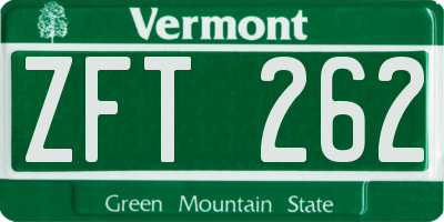 VT license plate ZFT262