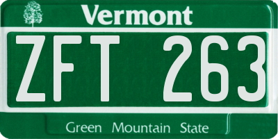 VT license plate ZFT263