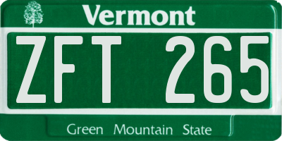 VT license plate ZFT265