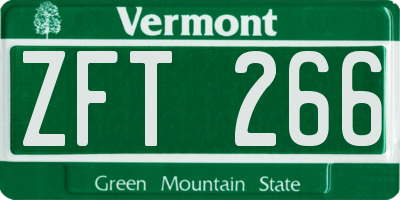 VT license plate ZFT266