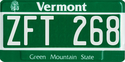 VT license plate ZFT268