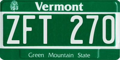 VT license plate ZFT270