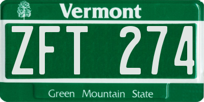 VT license plate ZFT274