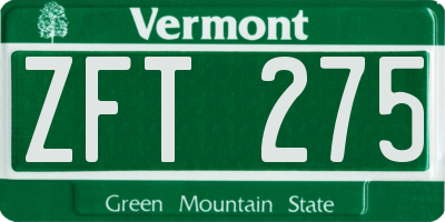 VT license plate ZFT275