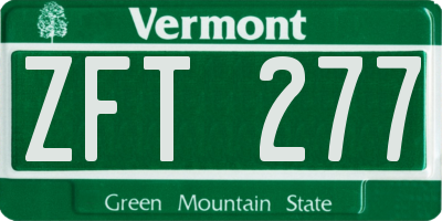 VT license plate ZFT277