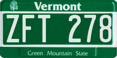 VT license plate ZFT278