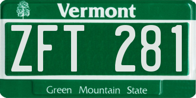 VT license plate ZFT281
