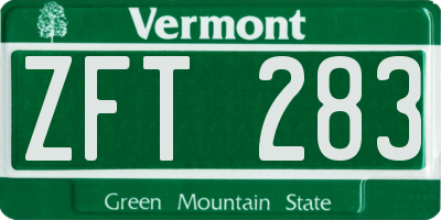 VT license plate ZFT283