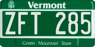 VT license plate ZFT285