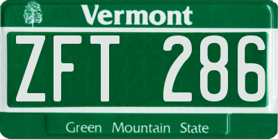 VT license plate ZFT286