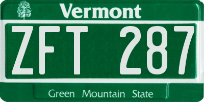 VT license plate ZFT287