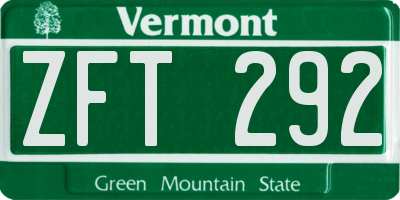 VT license plate ZFT292