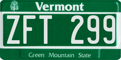 VT license plate ZFT299