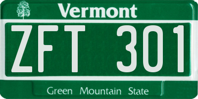 VT license plate ZFT301