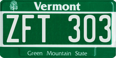 VT license plate ZFT303