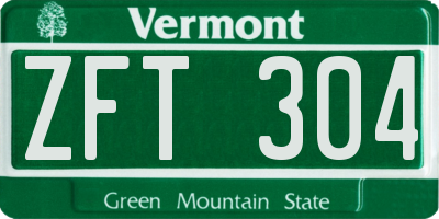 VT license plate ZFT304
