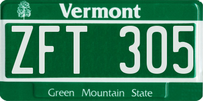 VT license plate ZFT305