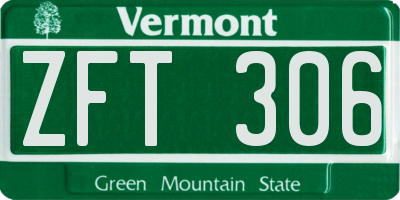 VT license plate ZFT306