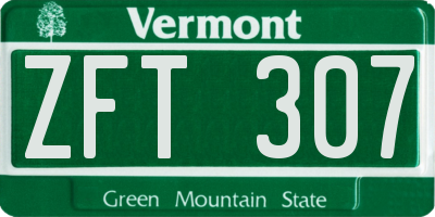 VT license plate ZFT307