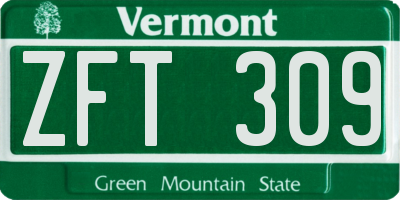 VT license plate ZFT309