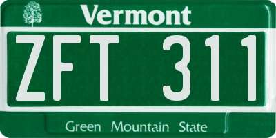 VT license plate ZFT311