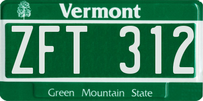 VT license plate ZFT312