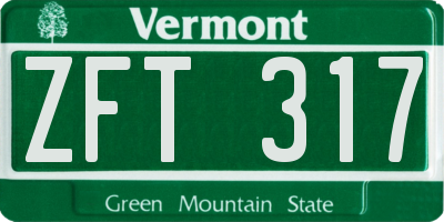 VT license plate ZFT317