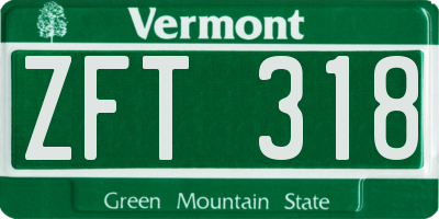 VT license plate ZFT318