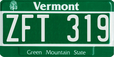 VT license plate ZFT319