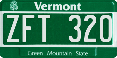 VT license plate ZFT320