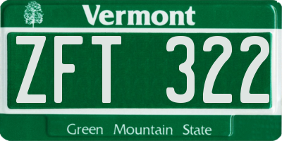 VT license plate ZFT322