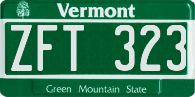 VT license plate ZFT323